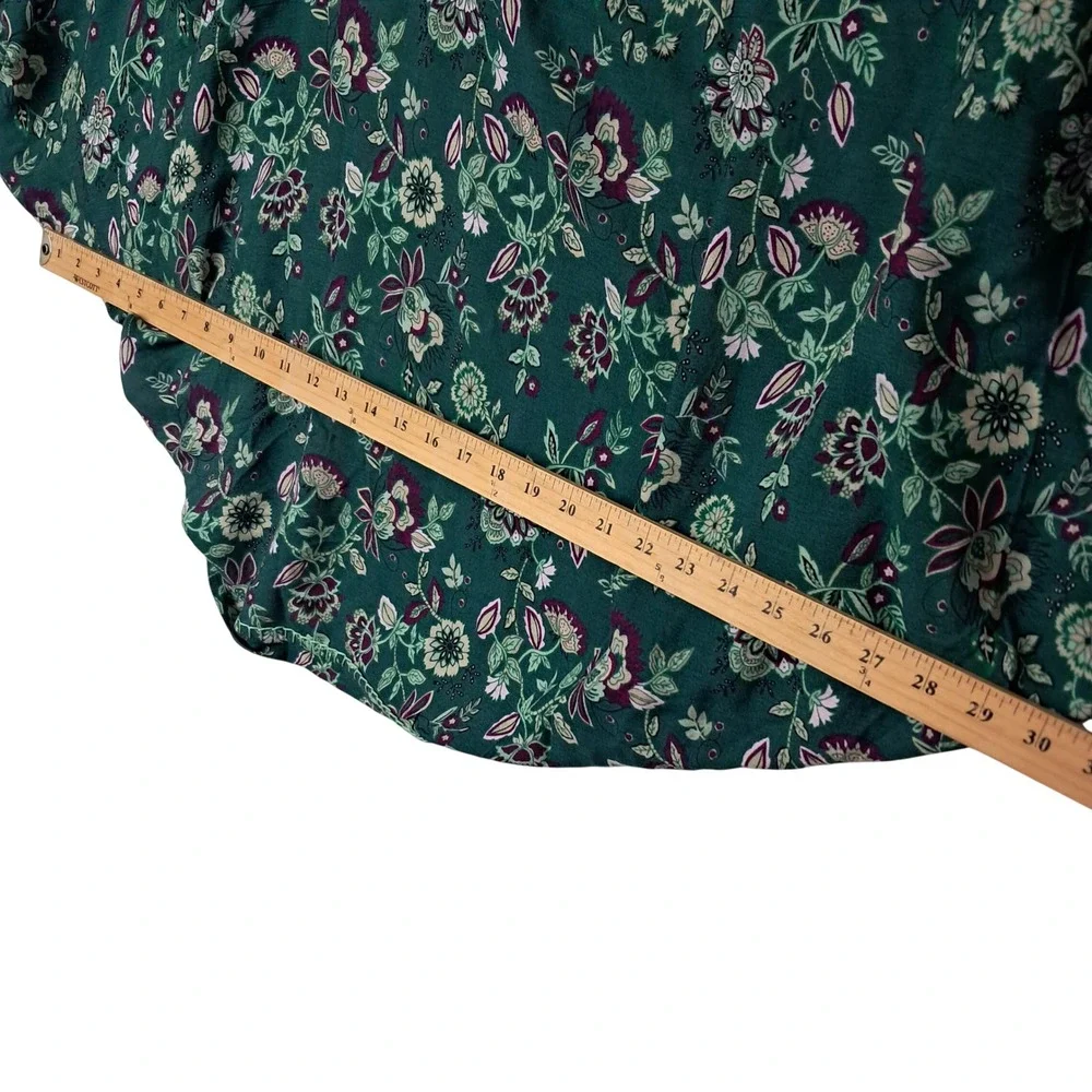 New J. Jill Kimono Wrap Womens S-L Green Emerald Floral Open Front Lightweight